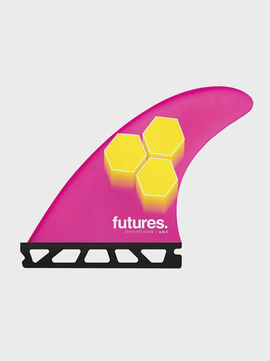 Futures Al Merrick AM3 Honeycomb Thruster Fin Set - Pink/Yellow