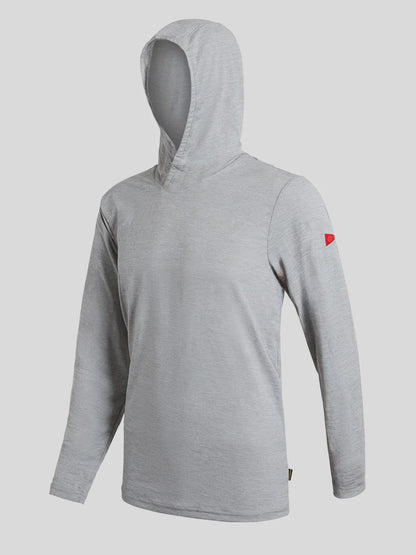 Florence Airtex Long Sleeve Hooded Shirt - Light Heather Grey
