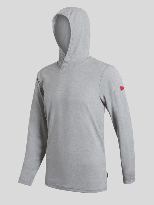 Florence Airtex Long Sleeve Hooded Shirt - Light Heather Grey