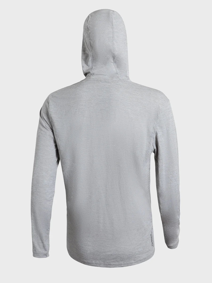 Florence Airtex Long Sleeve Hooded Shirt - Light Heather Grey