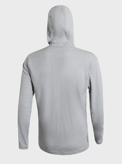 Florence Airtex Long Sleeve Hooded Shirt - Light Heather Grey