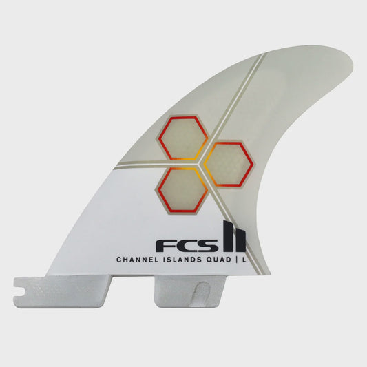 FCS II Channel Islands PC Quad Rear Fin Set - White/Flame