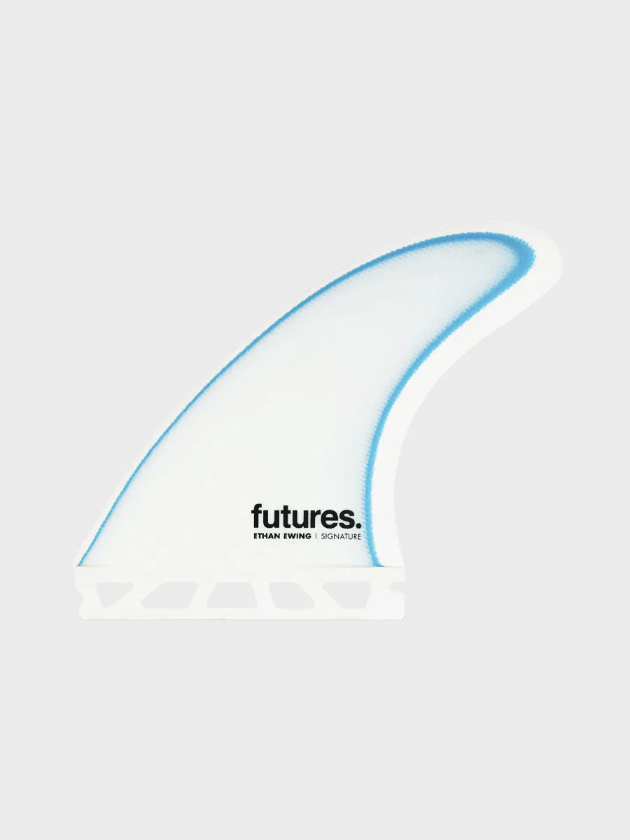 Futures Ethan Ewing Signature Fibreglass Medium Thruster Fin Set - White/Blue