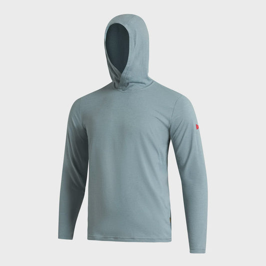 Florence Airtex Long Sleeve Hooded Shirt - Heather Light Sea Blue