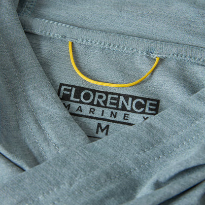 Florence Airtex Long Sleeve Hooded Shirt - Heather Light Sea Blue