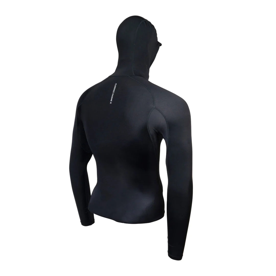LONG SLEEVE HOODED RASHGUARD - BLACK