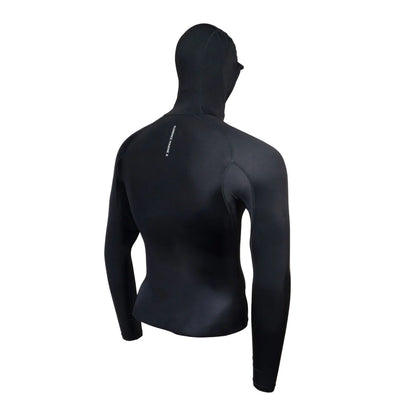LONG SLEEVE HOODED RASHGUARD - BLACK