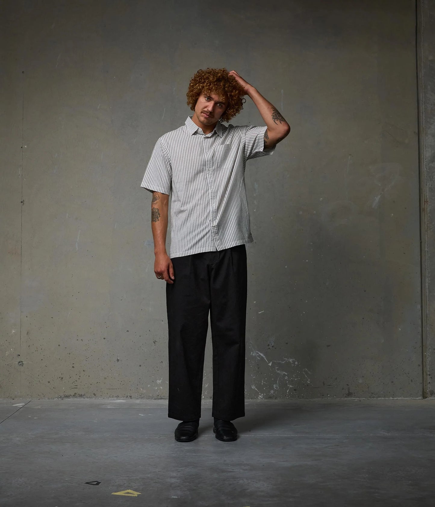 Former Reynolds Stripe Short Sleeve Shirt - Beige