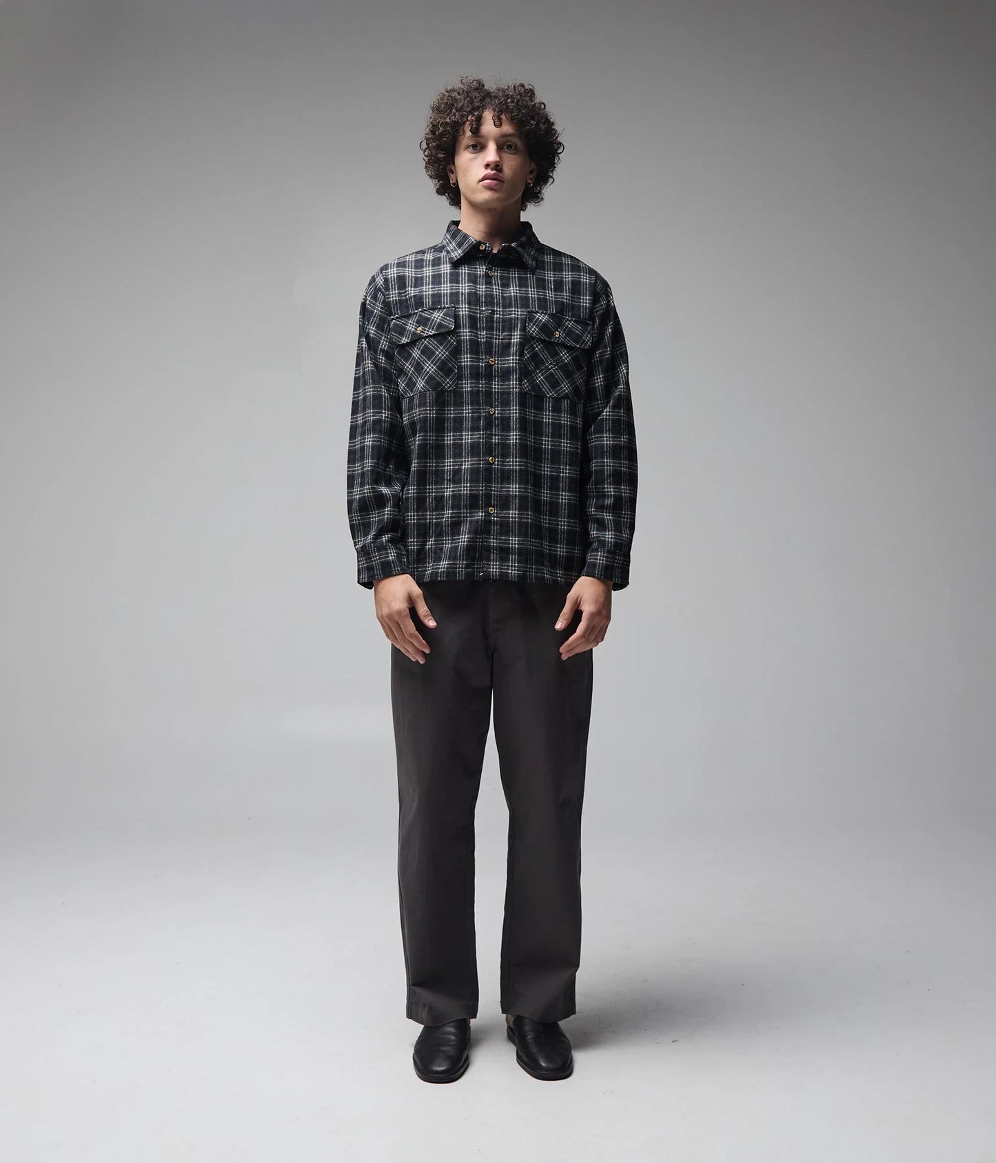 Former Vivian Flannel Long Sleeve Shirt - Black/Grey