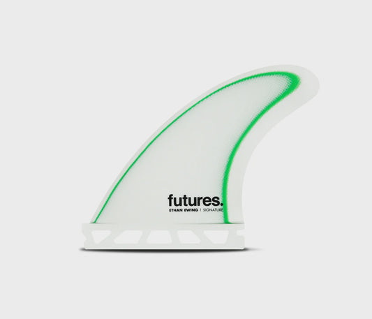 Futures Ethan Ewing Signature Fibreglass Small Thruster Fin Set - White/Green