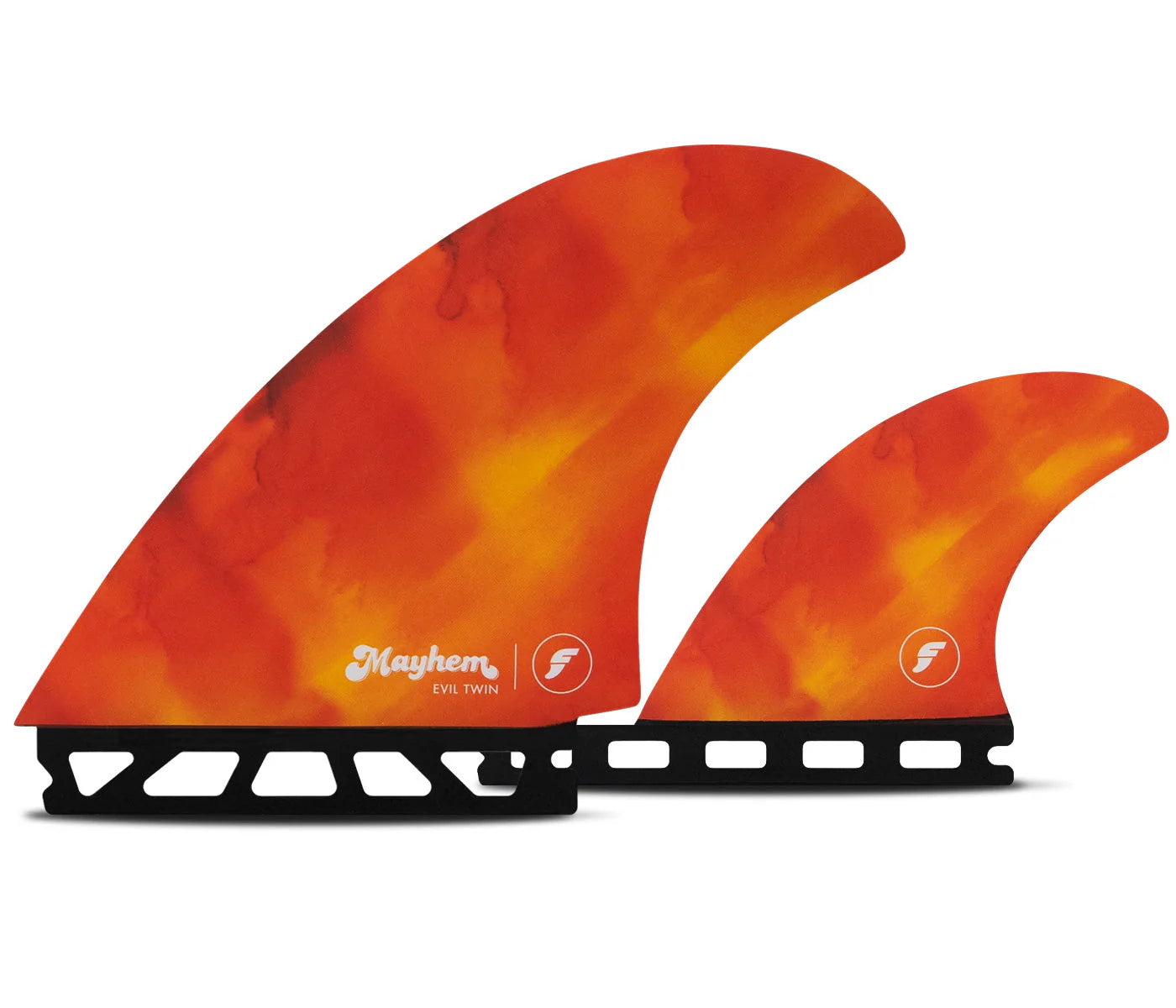 Futures Mayhem Evil Twin +1 Medium Fin Set - Red/Orange