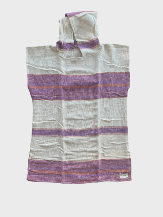 Salty Shadows Kids Lilac Stripe Turkish Towel Poncho