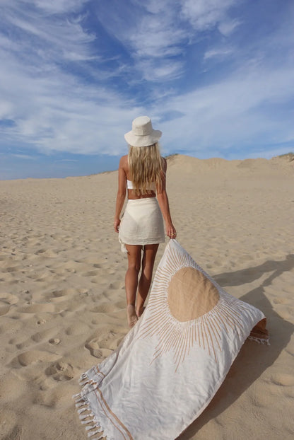 Salty Shadows Mustard Sun Turkish Towel