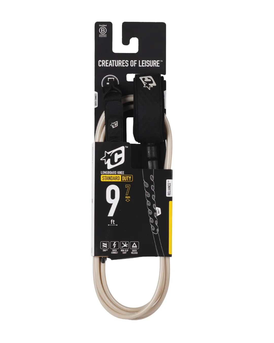 Creatures RELIANCE 2.0 | Longboard Standard Duty Knee | 9ft Leash - Bone