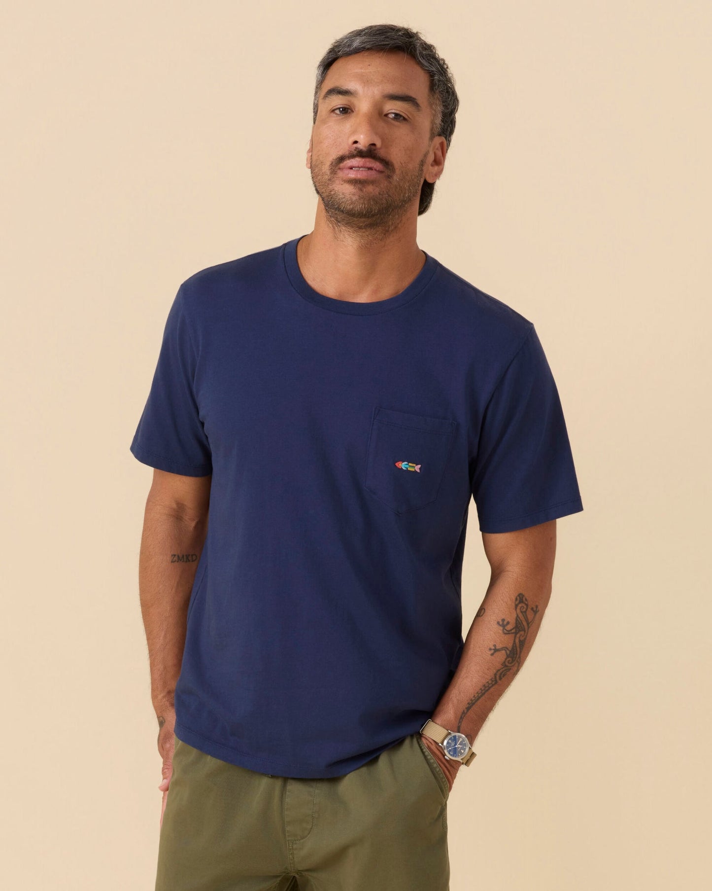 Outerknown Journey Fish Pocket Tee - Marine