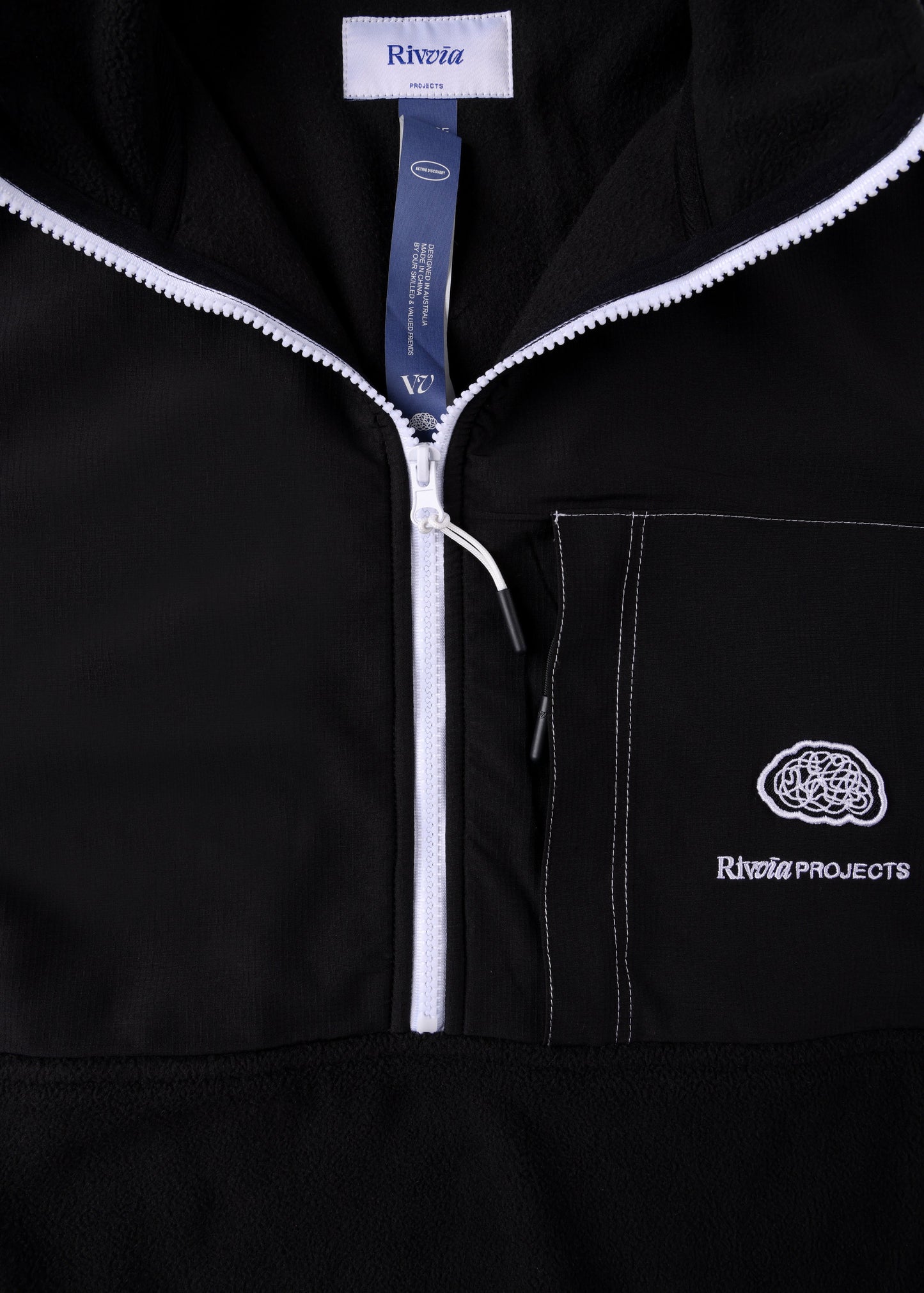 Rivvia Projects 1/2 Zip Polar Fleece - Black/Bone