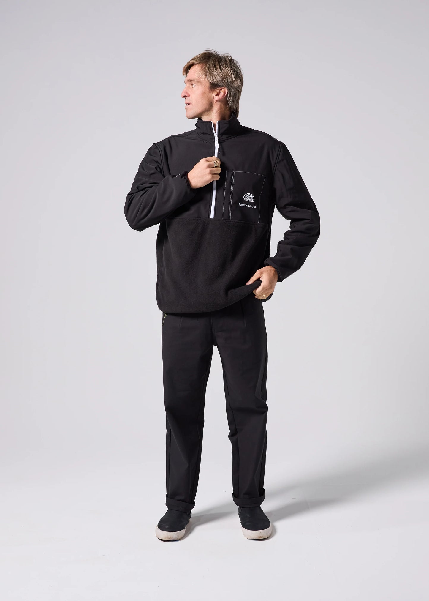 Rivvia Projects 1/2 Zip Polar Fleece - Black/Bone