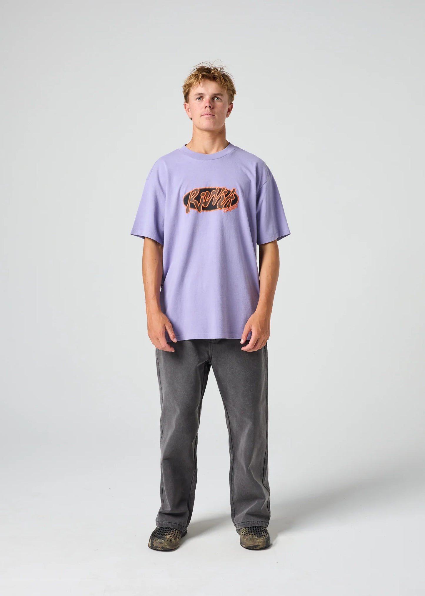 Rivvia Oval Graf Relaxed Fit T-Shirt - Washed Purple
