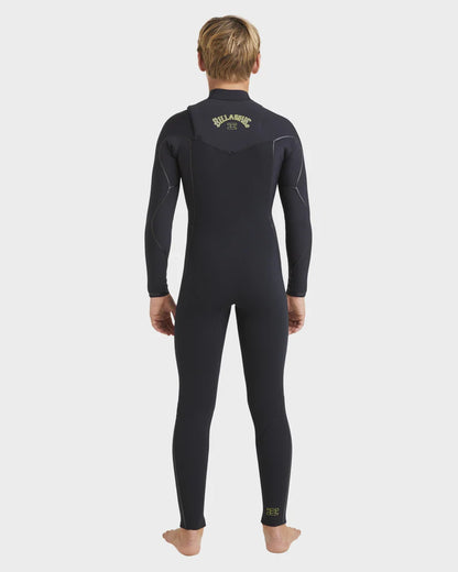 Boys 4/3mm Furnace Natural Chest Zip Steamer Wetsuit - Black