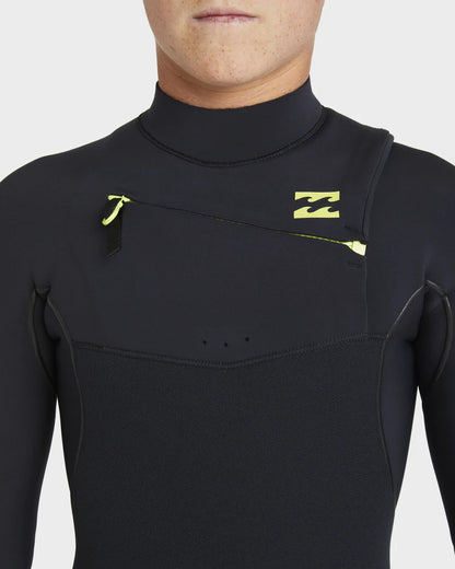Boys 4/3mm Furnace Natural Chest Zip Steamer Wetsuit - Black