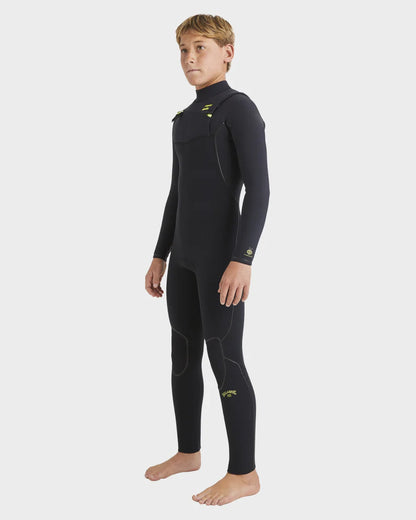 Boys 4/3mm Furnace Natural Chest Zip Steamer Wetsuit - Black