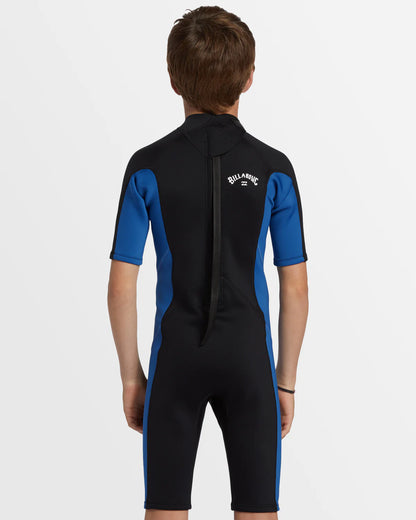 Boys 202 Foil Back Zip Short Sleeve Springsuit Wetsuit - Mid Blue