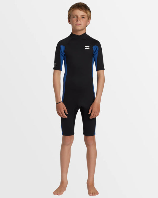Boys 202 Foil Back Zip Short Sleeve Springsuit Wetsuit - Mid Blue