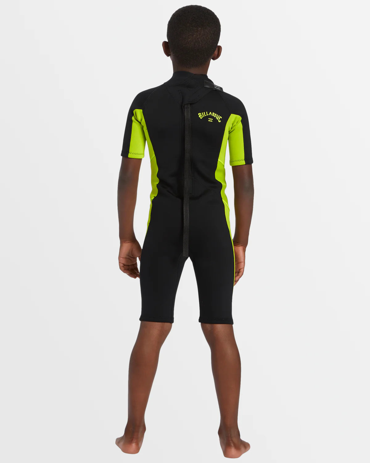 Boys 202 Foil Back Zip Short Sleeve Springsuit Wetsuit - Fluro Lime