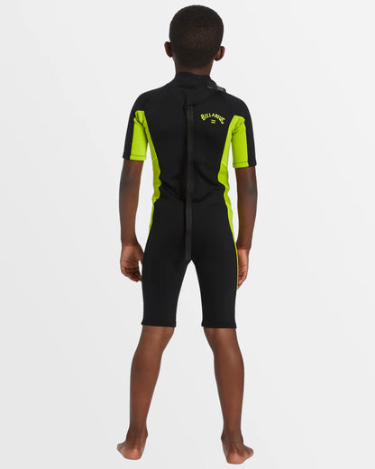 Boys 202 Foil Back Zip Short Sleeve Springsuit Wetsuit - Fluro Lime
