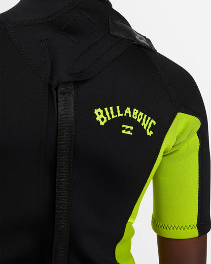 Boys 202 Foil Back Zip Short Sleeve Springsuit Wetsuit - Fluro Lime