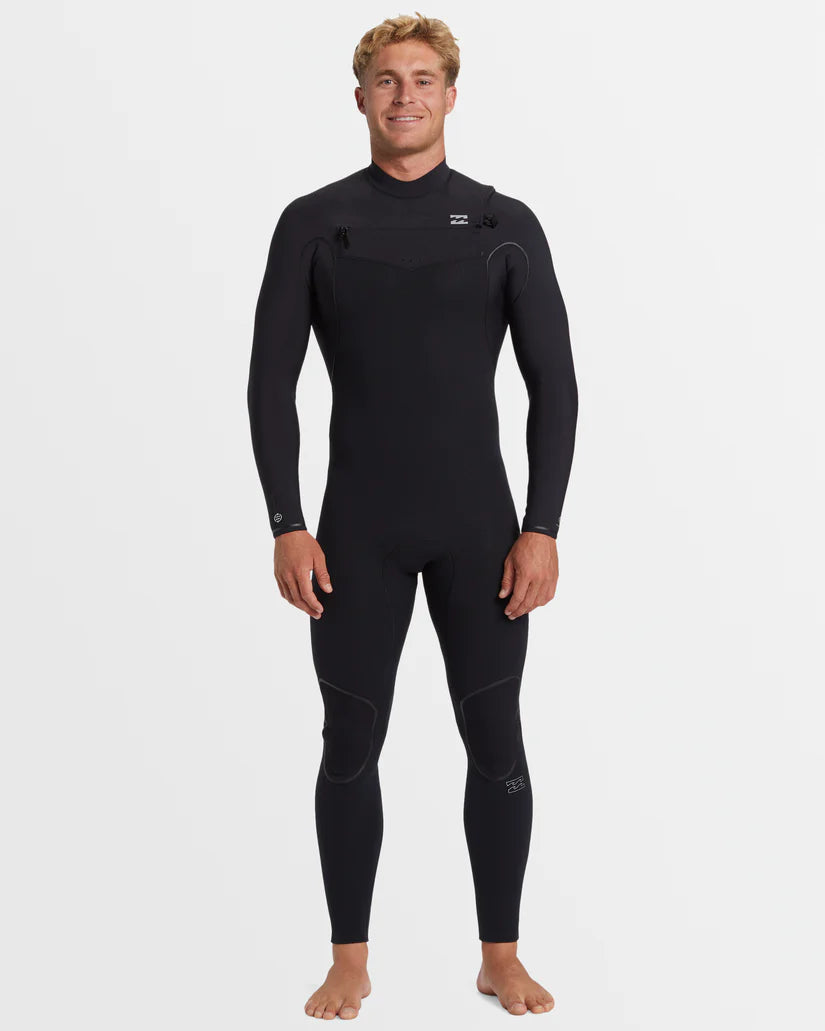 Mens 3/2mm Furnace Natural Chest Zip Steamer Wetsuit - Black