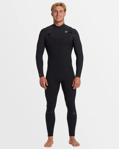 Mens 3/2mm Furnace Natural Chest Zip Steamer Wetsuit - Black