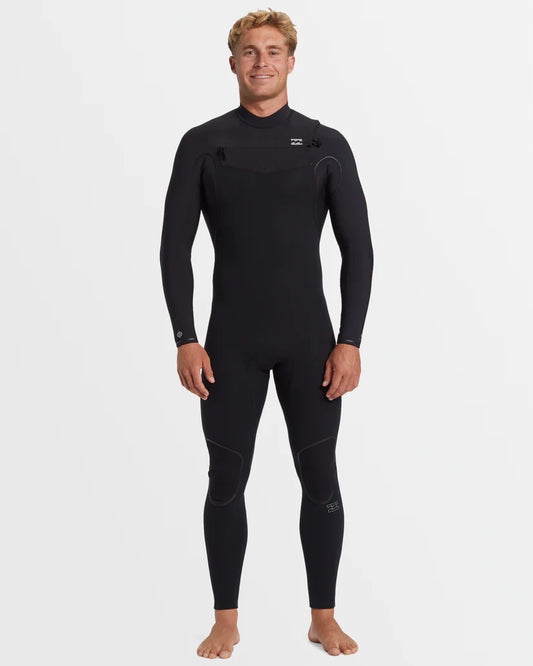 Mens 3/2mm Furnace Natural Chest Zip Steamer Wetsuit - Black