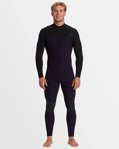 Mens 3/2mm Furnace Natural Chest Zip Steamer Wetsuit - Black