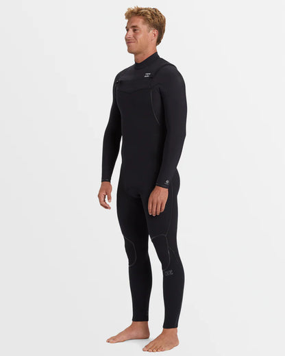 Mens 3/2mm Furnace Natural Chest Zip Steamer Wetsuit - Black