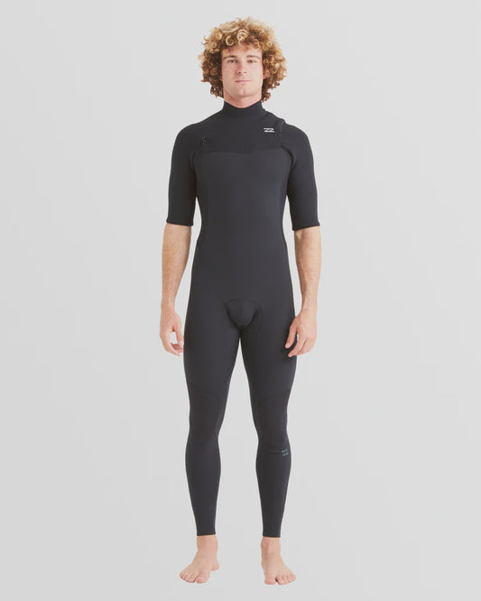 Men's 2mm Revo Natural Chest Zip Short Sleeve Fullsuit Wetsuit - Black