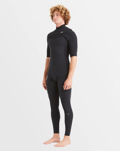 Men's 2mm Revo Natural Chest Zip Short Sleeve Fullsuit Wetsuit - Black