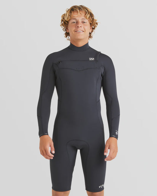 Men's 2mm Absolute Natural Chest Zip Long Sleeve Springsuit - Black