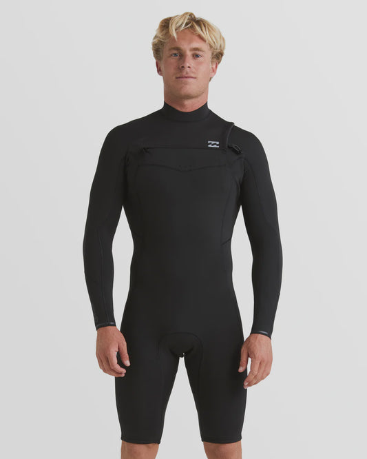 Billabong Mens Revolution Natural Chest Zip Long Sleeve Springsuit - Black