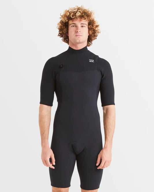 Mens 2/2mm Revo Natural Chest Zip Springsuit - Black