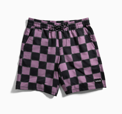BOYS BEACH CHECKER ELASTIC WAIST BOARDSHORT