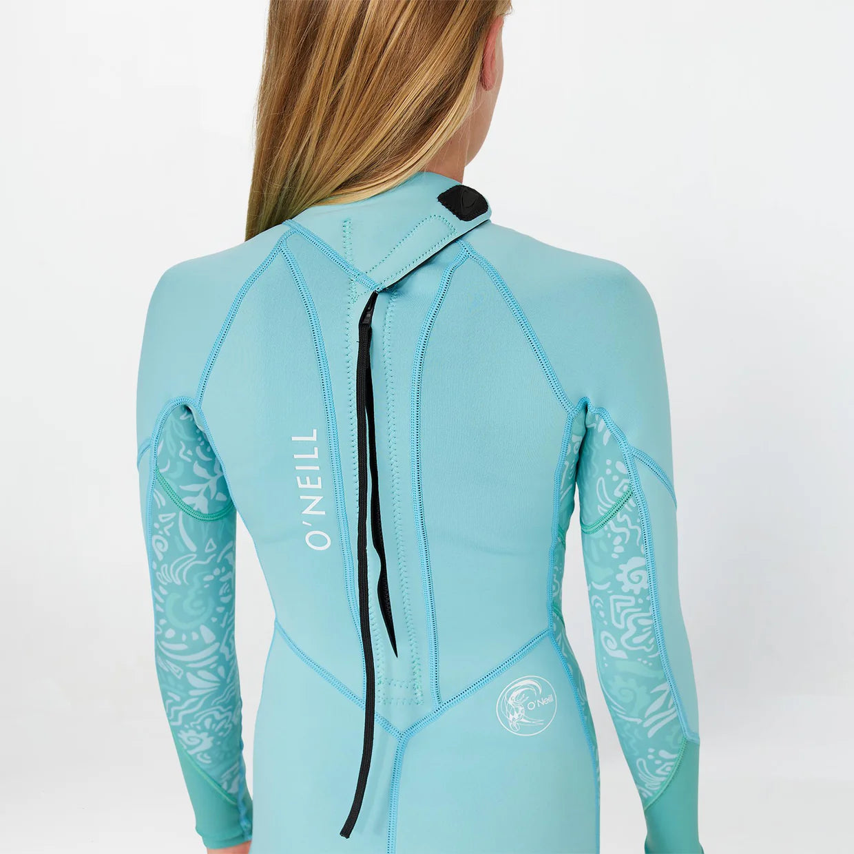 O'neill Girl's Bahia 2mm Long Sleeve Swim Bottom Spring Suit Back Zip - Tidepool