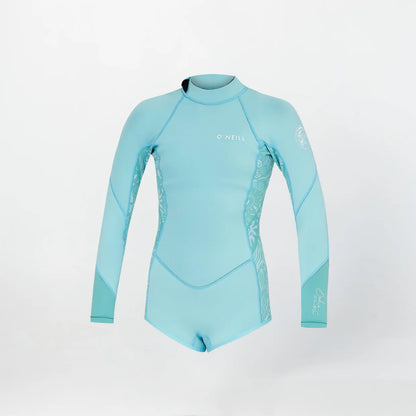 O'neill Girl's Bahia 2mm Long Sleeve Swim Bottom Spring Suit Back Zip - Tidepool