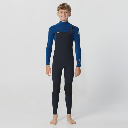 O'neill Boy's HyperFire 3/2mm Steamer Chest Zip Wetsuit - Black/Blue