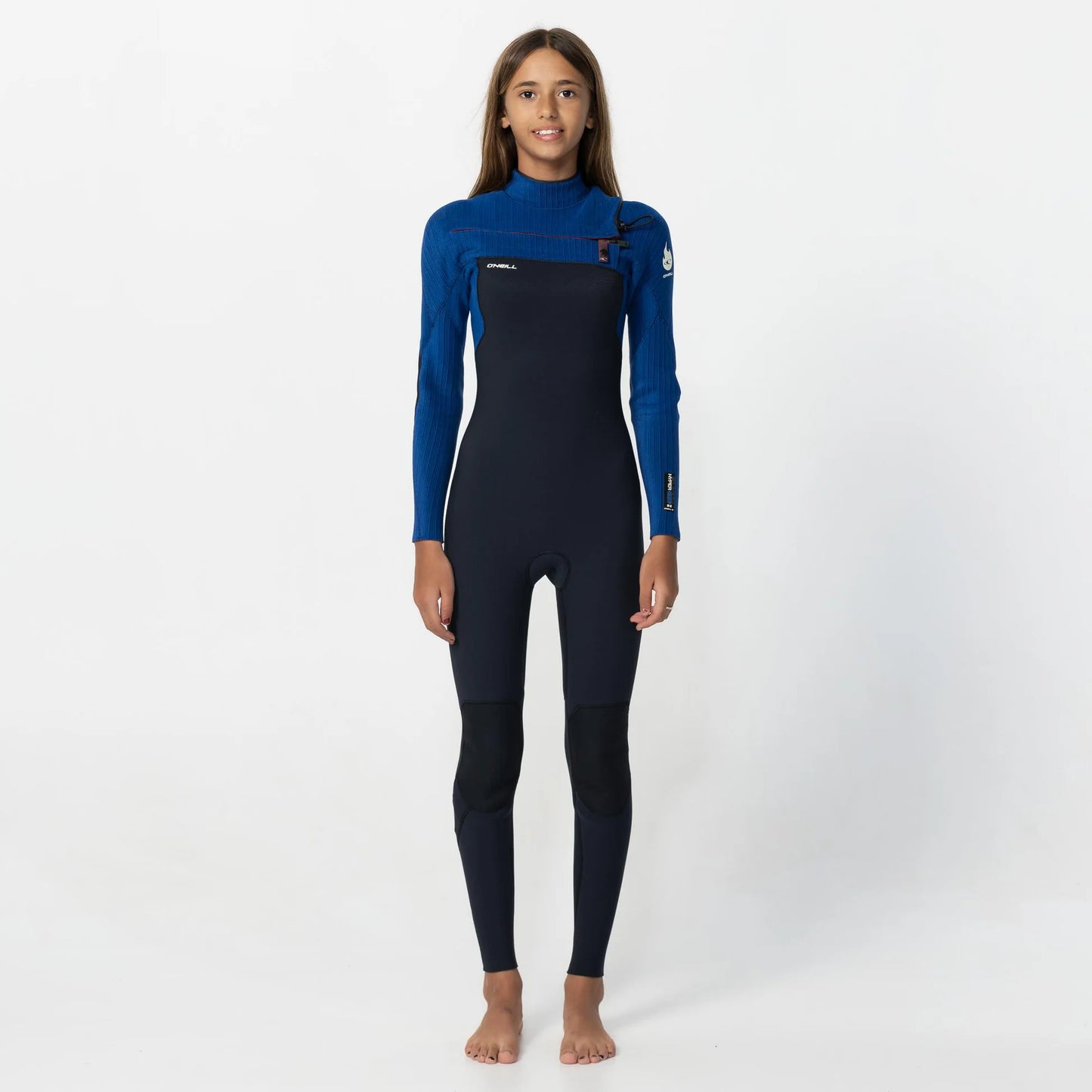 O'neill Boy's HyperFire 3/2mm Steamer Chest Zip Wetsuit - Black/Blue