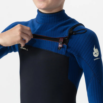 O'neill Boy's HyperFire 3/2mm Steamer Chest Zip Wetsuit - Black/Blue