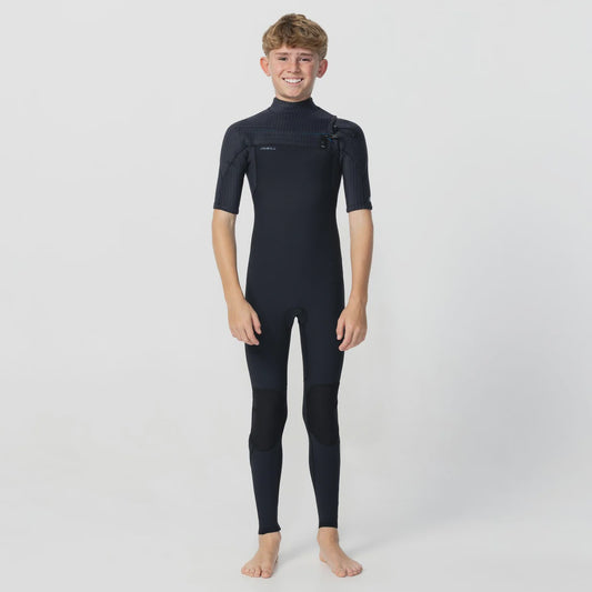 O'neill Boys HyperFreak Chest Zip Short Sleeve Steamer - Black