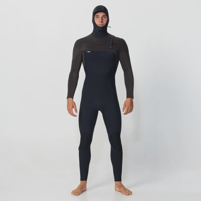 Men's HyperFreak 5/4+ Hooded Steamer Chest Zip - Black Arabica