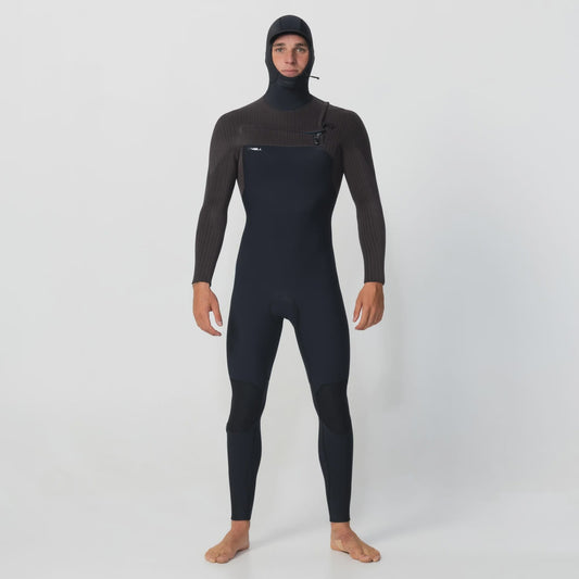 Men's HyperFreak 5/4+ Hooded Steamer Chest Zip - Black Arabica