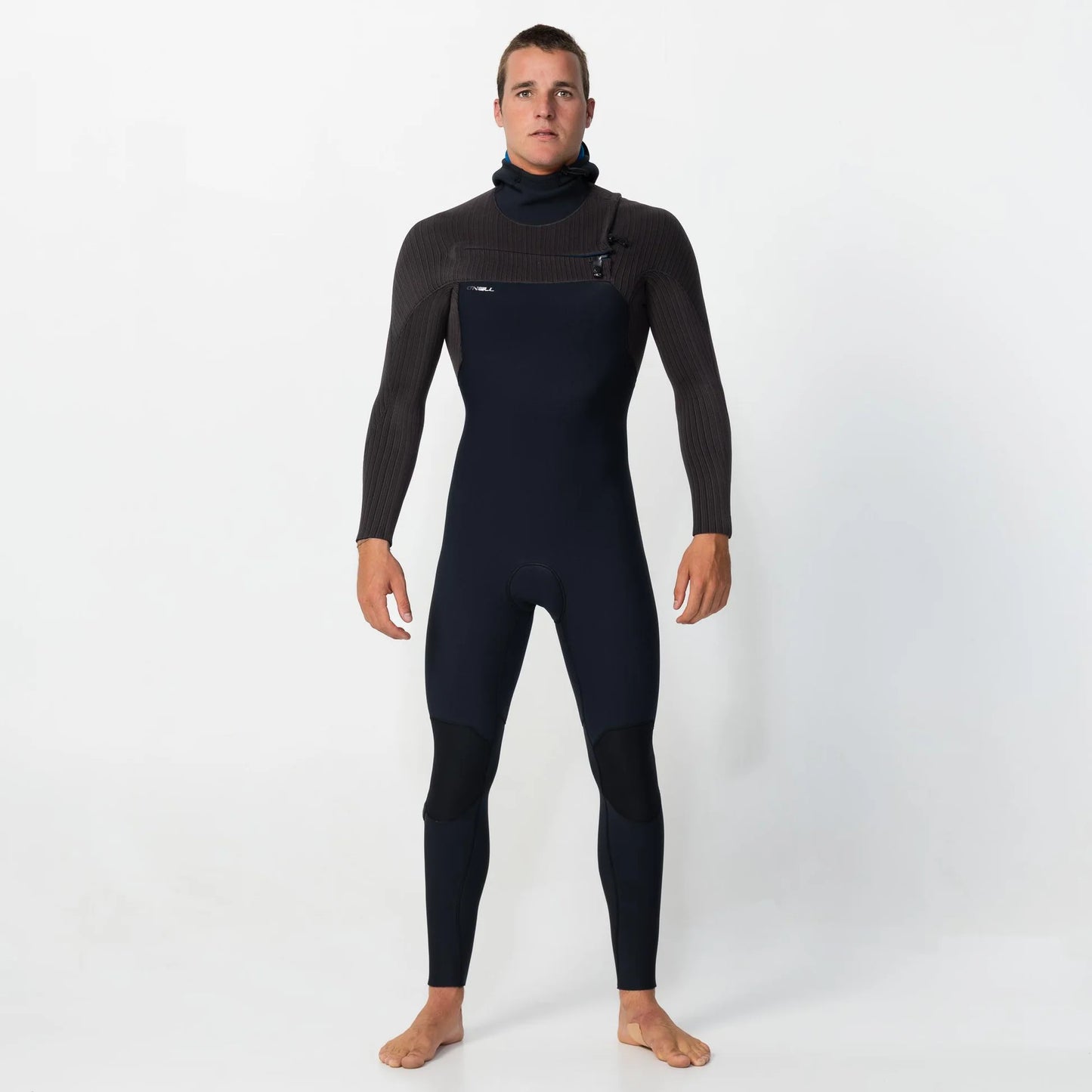 Men's HyperFreak 5/4+ Hooded Steamer Chest Zip - Black Arabica